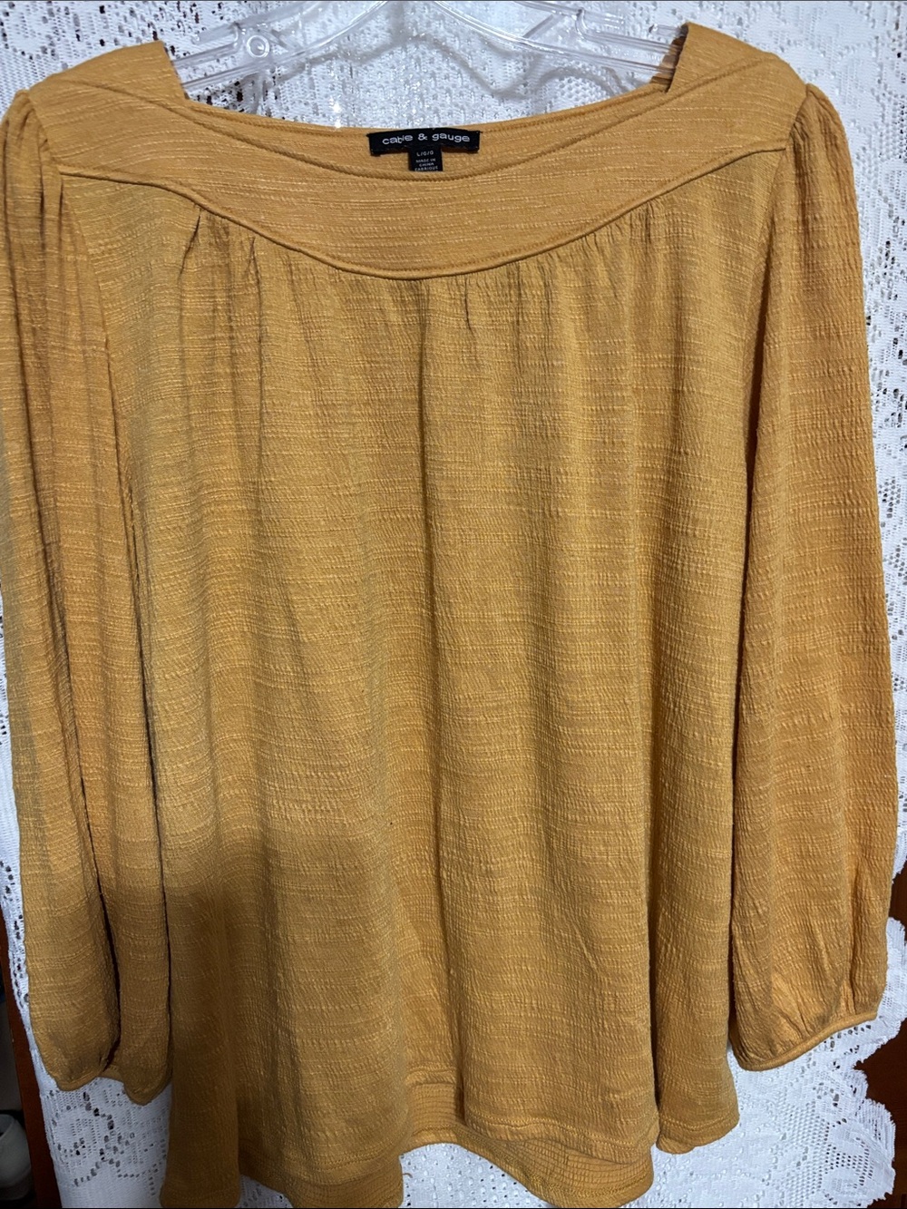 Cable and Gauge Mustard Yellow Textured Boho Tunic size L